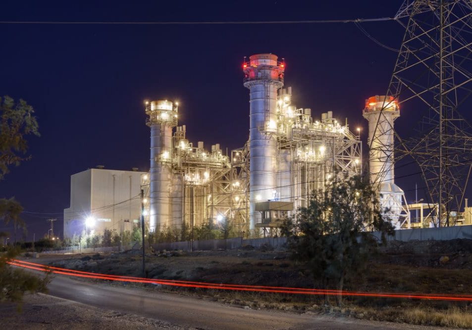 Thermal power plant at night time